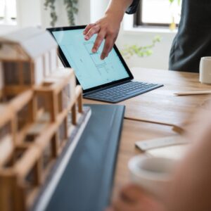 architectural drawings on tablet