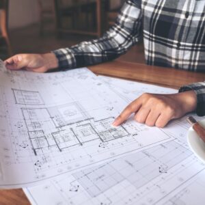 architect with shop drawing