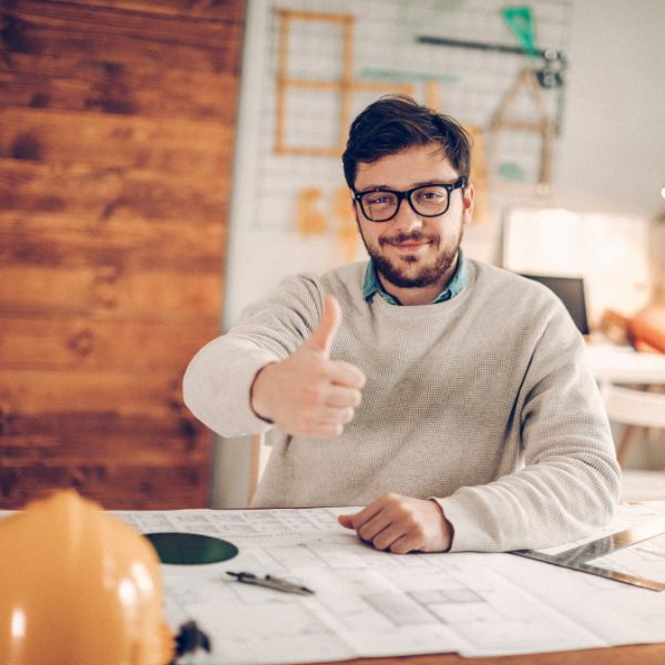 renovation architect giving thumbs up